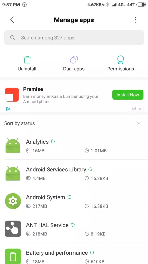 xiaomi telefony reklama v nastaveni