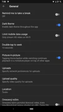 youtube tmavy rezim nastaveni