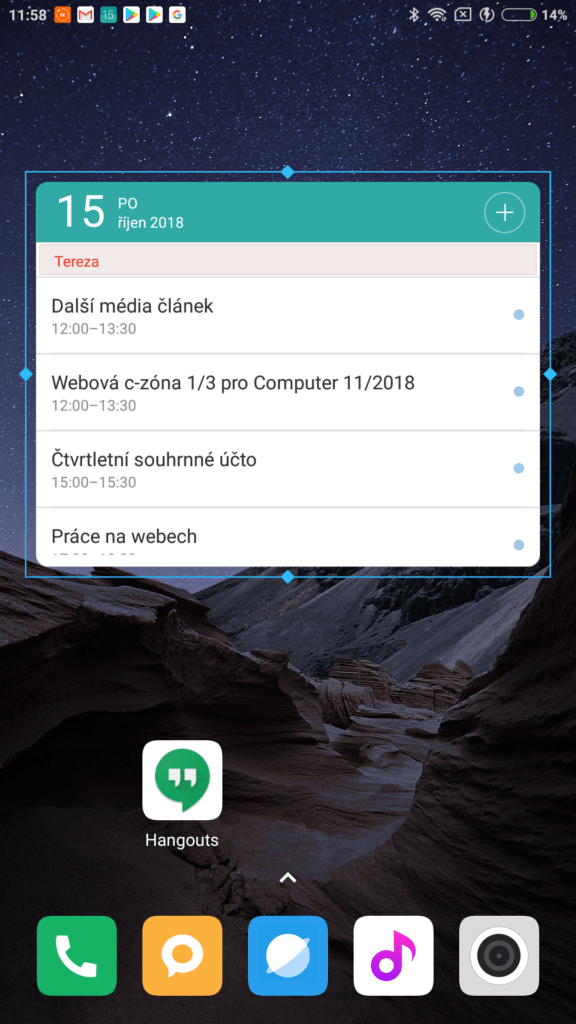 Možnost změny velikosti widgetu