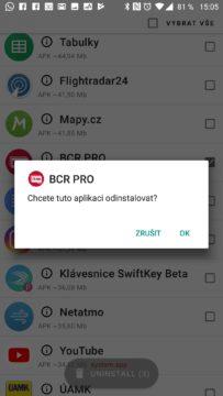 UnApp Potvrzující dialog odinstalace aplikace