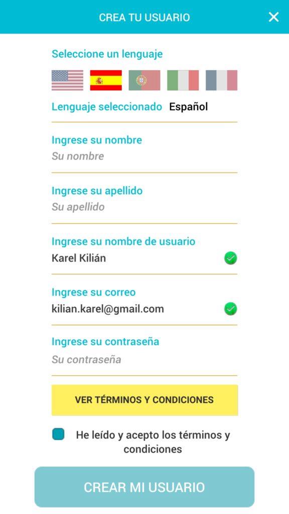 Vyplnění registračních údajů