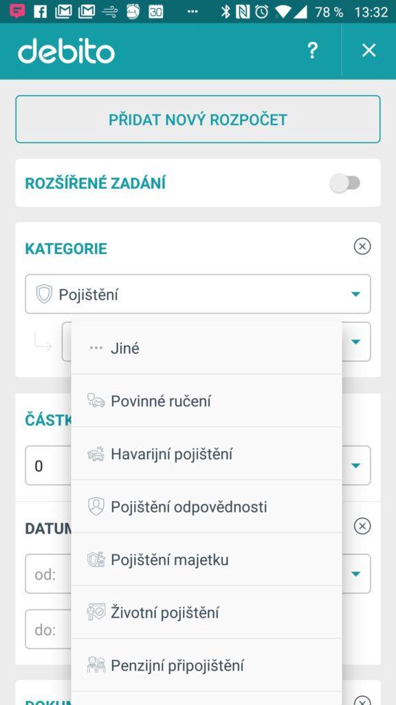Zadání pojištění Debito