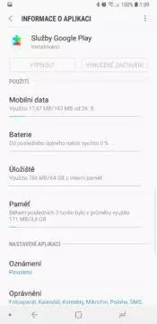 informace o aplikace sluzby google play