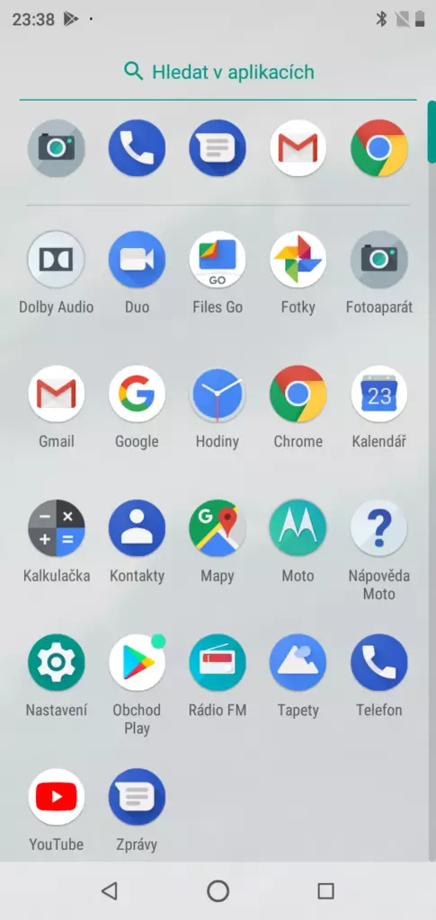 motorola one android one cisty android menu