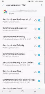 problem se synchronizaci uctu google play