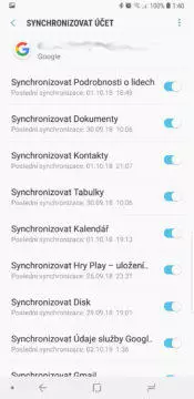 synchronizace uctu sluzby google play