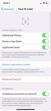 iPhone XS odemykání obličejem