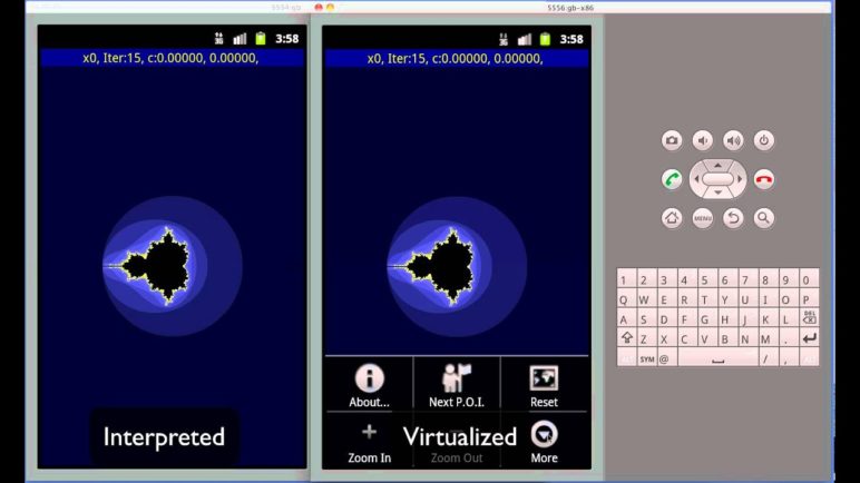 Android Emulator showing virtualization mode
