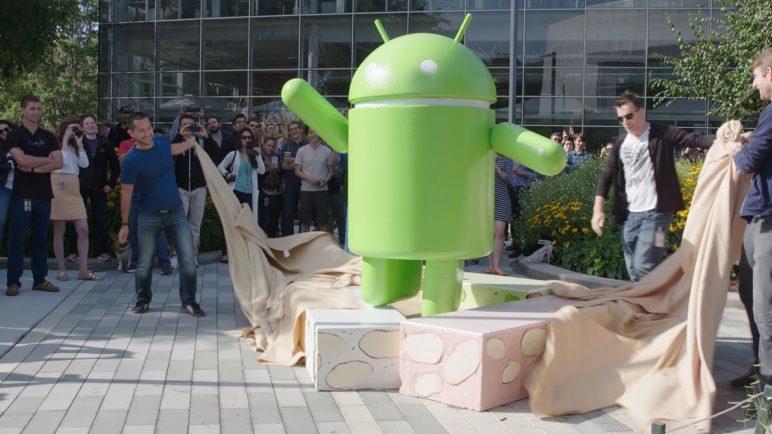 Android Nougat Statue Unwrapping