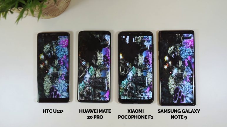 Antutu Benchmark Xiaomi Pocophone F1 vs Huawei Mate 20 Pro vs Samsung Galaxy Note 9 vs HTC U12+