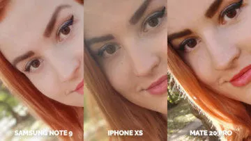 apple iphone xs vs huawei mate 20 pro vs samsung galaxy note 9 selfie fotky detail