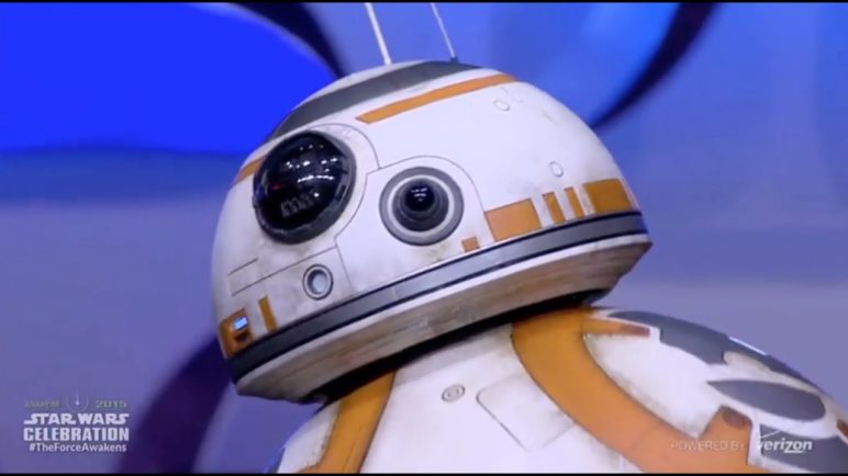 BB-8 droid from The Force Awakens rolls out on stage at Star Wars Celebration Anaheim