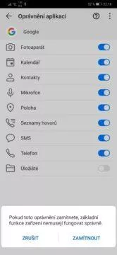 google aplikace vypnuti opravneni