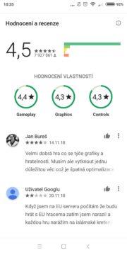Google Play design hodnocení - starý design