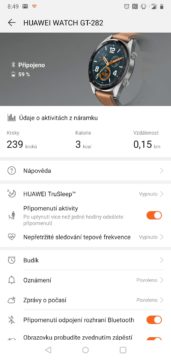 Huawei Health aplikace Huawei Watch GT domovska obrazovka