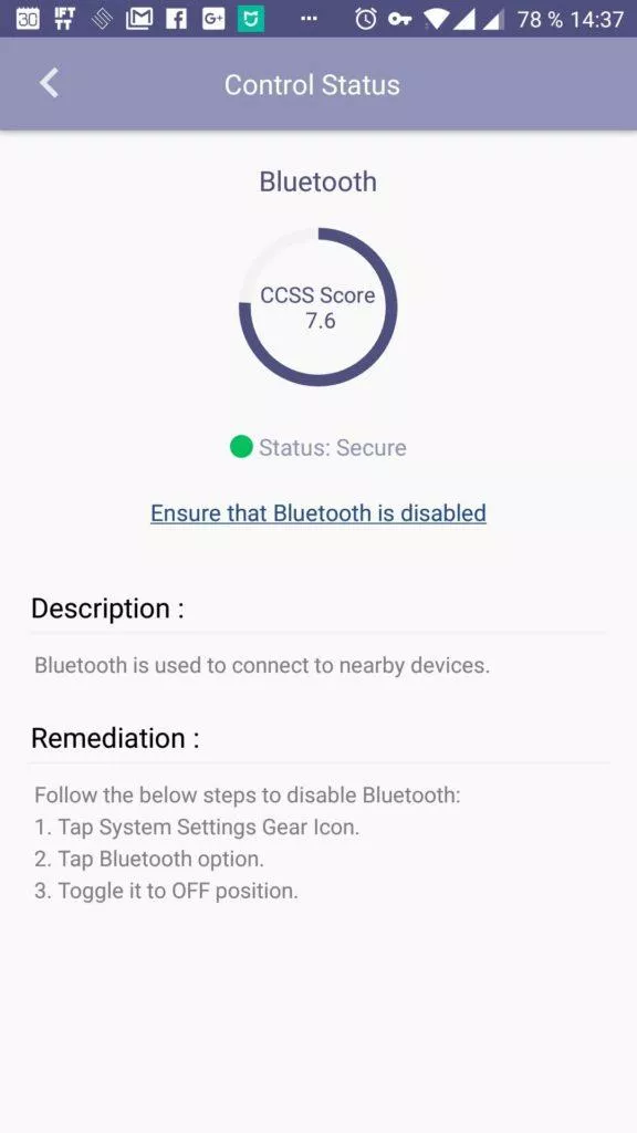 Informace k zapnutému Bluetooth