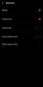 Meizu 16th fotoaaplikace nastaveni