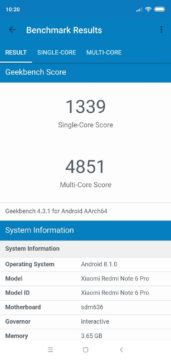 MIUI 10 Geekbench 4