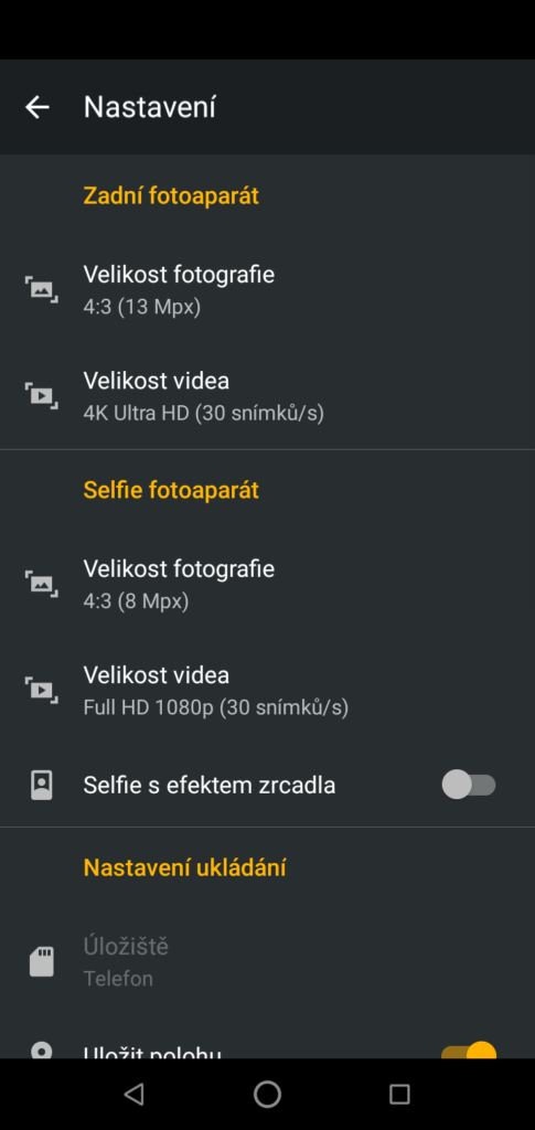 nastaveni fotoaparatu motorola