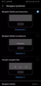 navigace systemu android emui huawei honor