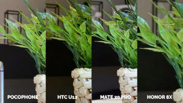 Pocophone F1 vs. Huawei Mate 20 Pro vs. Honor 8X vs. HTC U12+ fotografie kvetinac detail