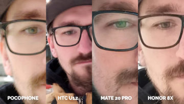 Pocophone F1 vs. Huawei Mate 20 Pro vs. Honor 8X vs. HTC U12+ selfie muz detail