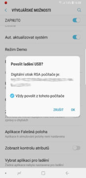 povoleni ladeni usb samsung