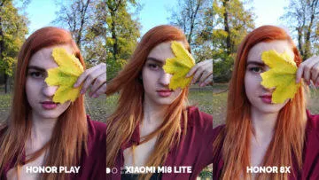 Srovnani fotoaparatu Honor Play vs Xiaomi Mi 8 Lite vs Honor 8X modelka s listem