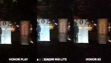 Srovnani fotoaparatu Honor Play vs Xiaomi Mi 8 Lite vs Honor 8X nocni fotografie pomnik