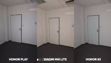 Srovnani fotoaparatu Honor Play vs Xiaomi Mi 8 Lite vs Honor 8X umele osvetleni dvere