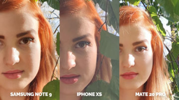 testovani fotoaparatu apple iphone xs vs huawei mate 20 pro vs samsung galaxy note 9 detail na modelku