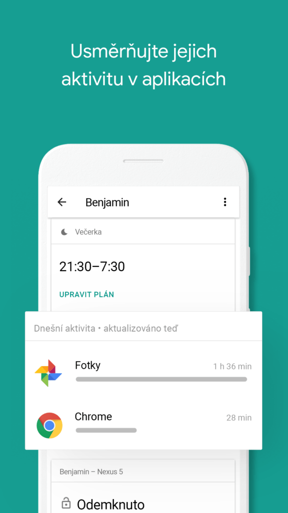 Usměrňujte aktivitu dítěte v aplikacích