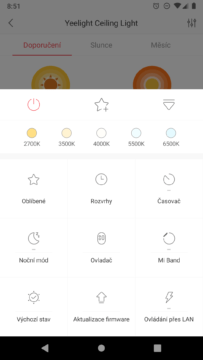 Xiaomi Yeelight svetlo vyber rezimu