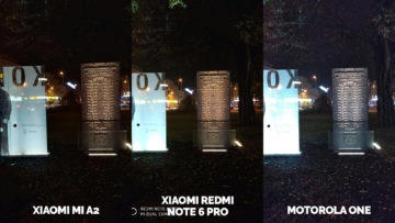 Fototest Xiaomi Mi A2 vs Xiaomi Redmi Note 6 Pro vs Motorola One noc pamatnik