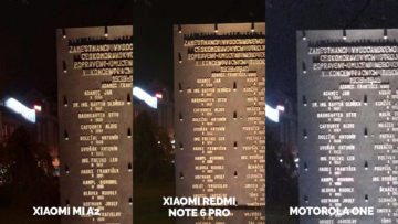 Fototest Xiaomi Mi A2 vs Xiaomi Redmi Note 6 Pro vs Motorola One noc pamatnik detail