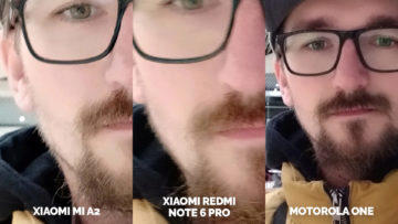 Fototest Xiaomi Mi A2 vs Xiaomi Redmi Note 6 Pro vs Motorola One selfie umele svetlo detail