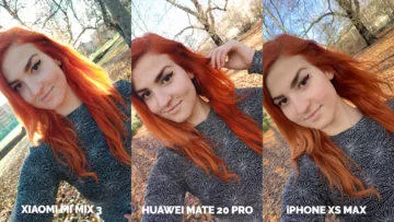 Fototest Xiaomi Mi Mix 3 vs Huawei Mate 20 Pro vs Apple iPhone XS Max selfie kamera