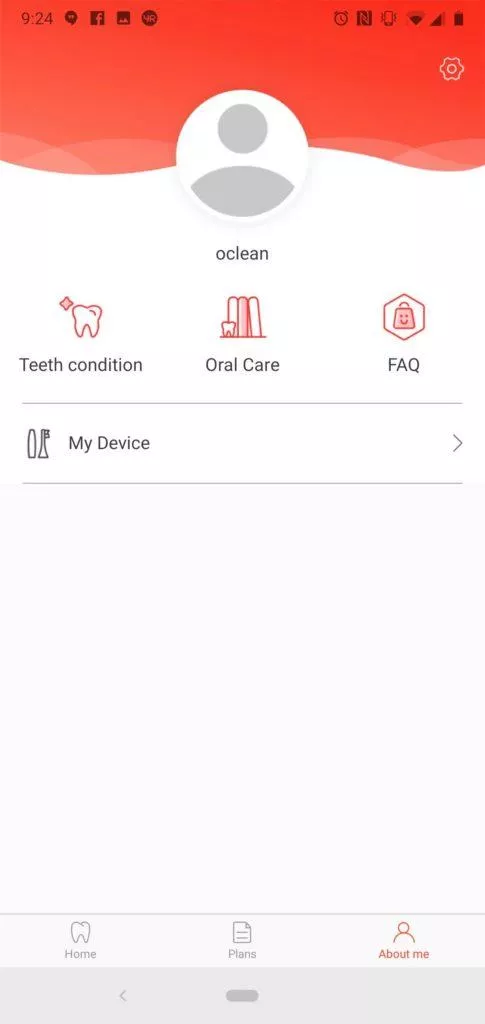 Oclean aplikace profil