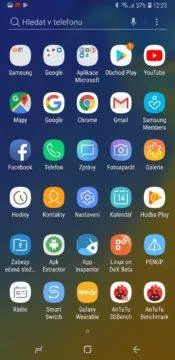 Samsung Galaxy A7 menu s aplikacemi