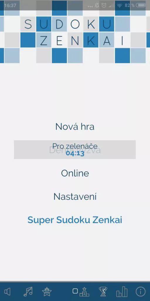 Sudoku Zenkai - menu