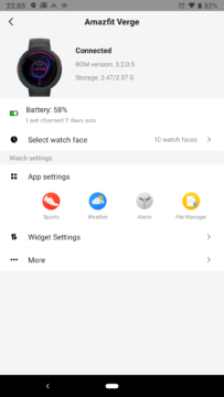 Xiaomi Amazfit aplikace nastaveni hodinek