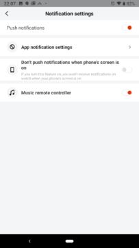 Xiaomi Amazfit aplikace nastaveni notifikaci