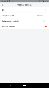 Xiaomi Amazfit aplikace nastaveni pocasi