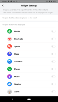 Xiaomi Amazfit aplikace v hodinkach