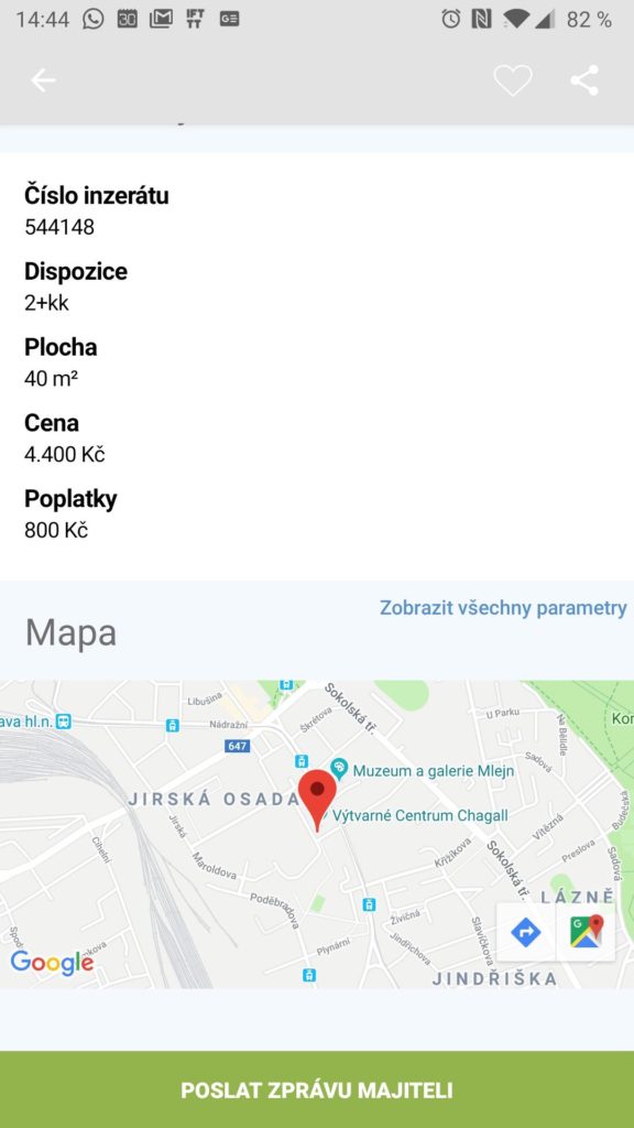 Detaily o objektu
