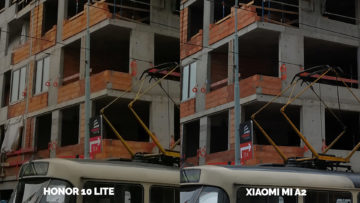 fototest Xiaomi Mi A2 vs Honor 10 Lite stavba detail