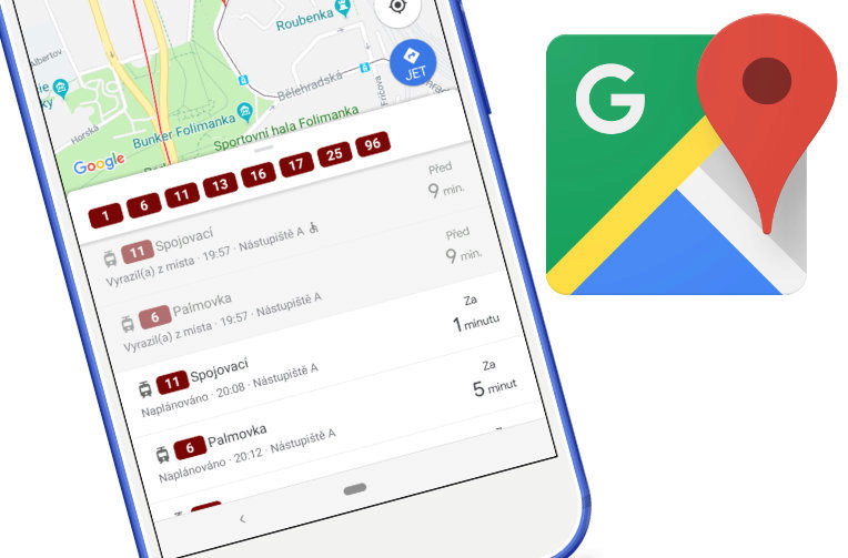 google mapy dopravni info jizdni rady zpozdeni
