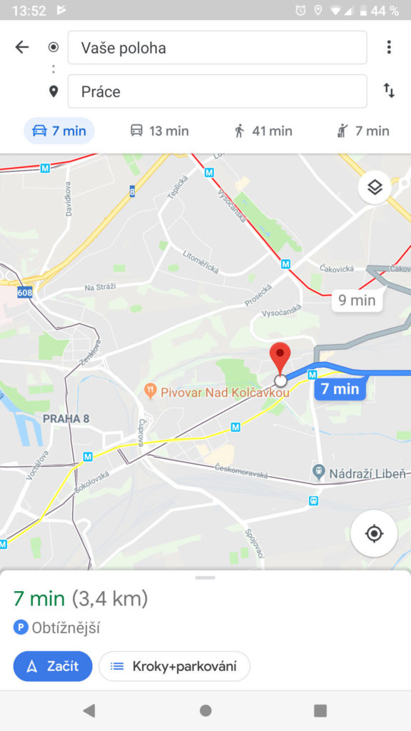 Google mapy navigace