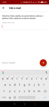 Je nutné zadat e-mailovou adresu