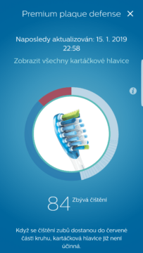Philips Sonicare aplikace hlavice informace